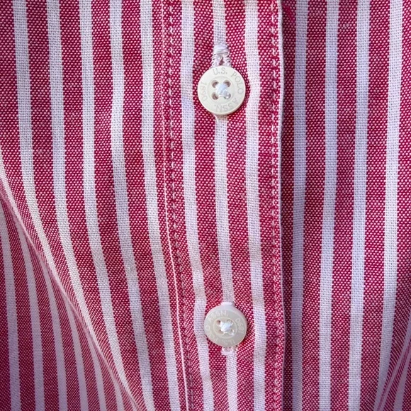 US Polo Assn. Women’s M Raspberry & White Long Sleeve Striped Oxford Shirt Dress - Picture 6 of 12